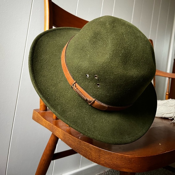 Duluth Trading Olive Green Wool Fedora Hat Lite Felt Water Repellent Crushable - Picture 2 of 12
